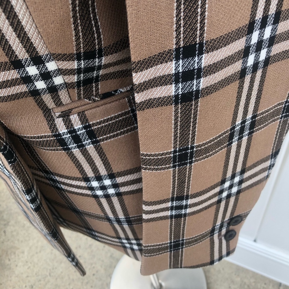 NWT HP Sandro Sirène plaid camel tan blazer US 0-2 - Picture 11 of 14
